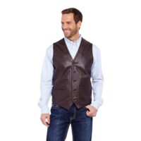 Men's Brown Leather Western Vest