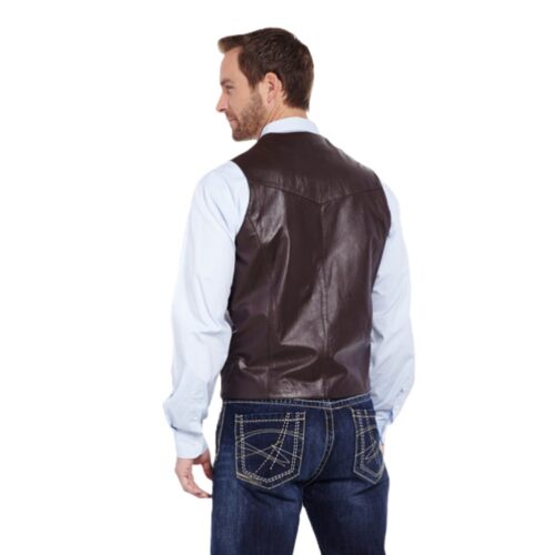 Men's Brown Leather Western Vest