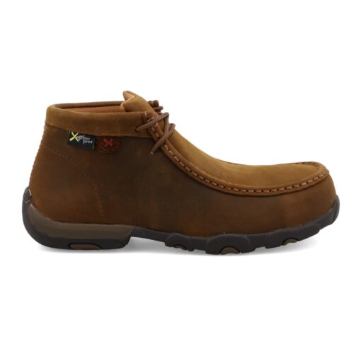 Brown leather men's work boots.