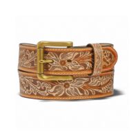 Men's Natural Floral Leather Belt C14124