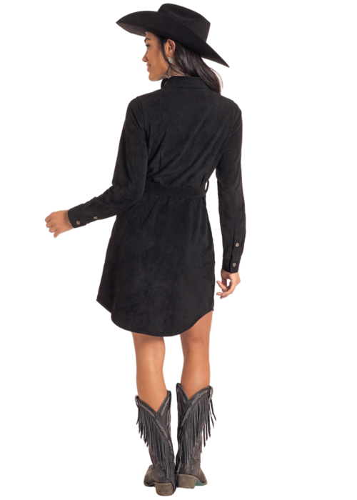 Ladies Black Microsuede Dress