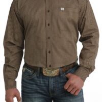 Cinch Men's LS Brown Geo Print Shirt