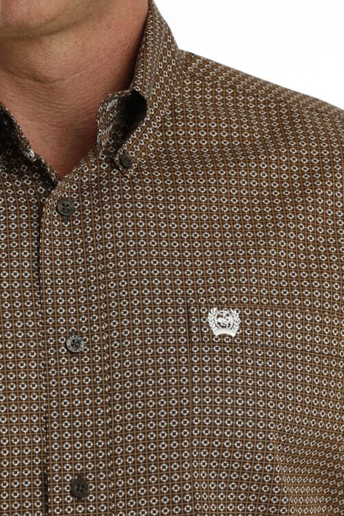 Cinch Men's LS Brown Geo Print Shirt