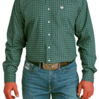 Cinch Men's LS Geo Teal Button Down Shirt