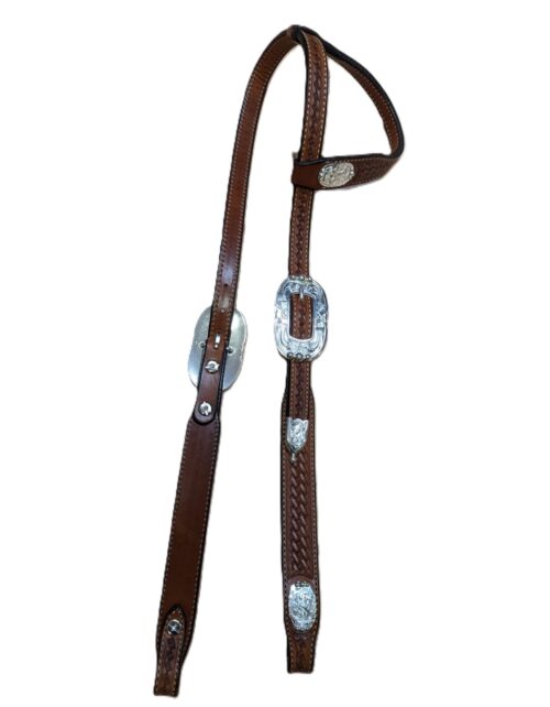 Silver One Ear Medium Oil Headstall