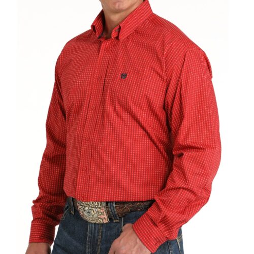 Cinch Men's LS Red Button Down Shirt