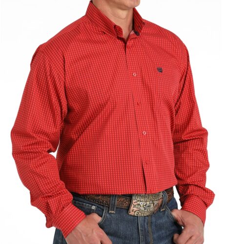 Cinch Men's LS Red Button Down Shirt - Image 3