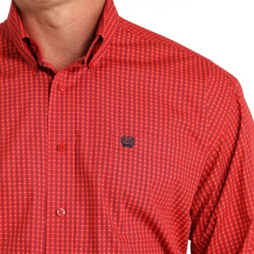 Cinch Men's LS Red Button Down Shirt - Image 2