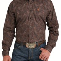 Cinch Men's Brown Paisley Print Long Sleeve Shirt