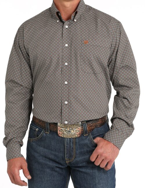 Cinch Men's Geo Metric Print Button Down Print