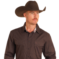 Men's Panhandle Slim Brown LS Western Shirt