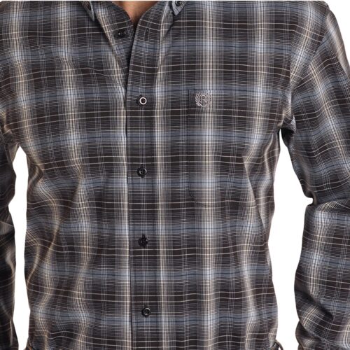 Men's Rock n Roll LS Blue Plaid Shirt