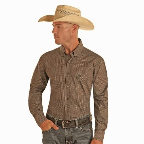 Men's Panhandle Slim Horseshoe Brown Shirt