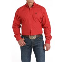 Men's Cinch Money Print LS Red Shirt