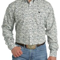 Men's Cinch Button Down White Paisley Shirt