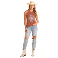 Rock N Roll Sleeveless Rhinestone Studded Tee