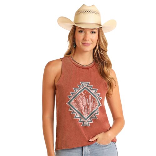 Rock N Roll Sleeveless Rhinestone Studded Tee - Image 2