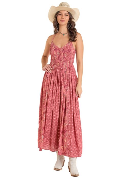 Rock N Roll Floral Pink Maxi Dress