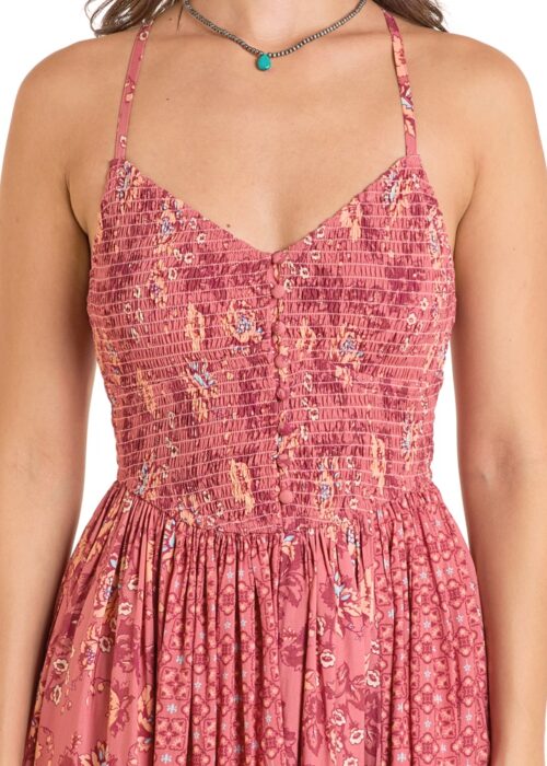 Rock N Roll Floral Pink Maxi Dress