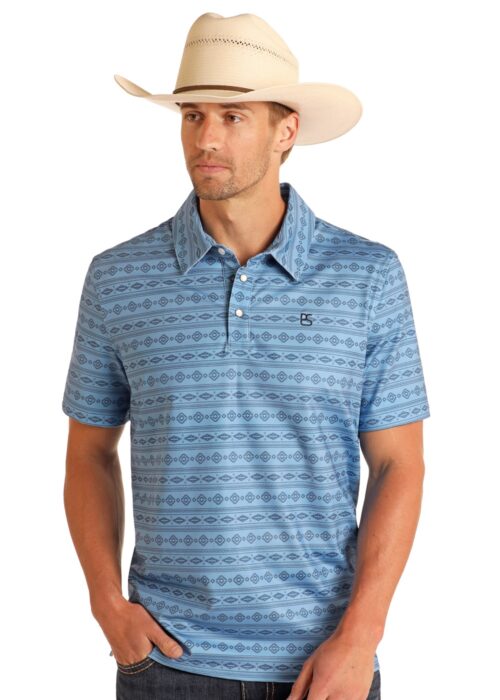 Men's Panhandle Slim SS Aztec Blue Polo