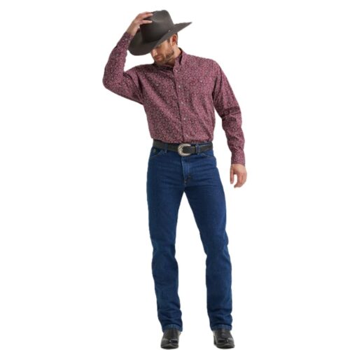 Wrangler Men's LS George Strait Wine Paisley Shirt - Image 2