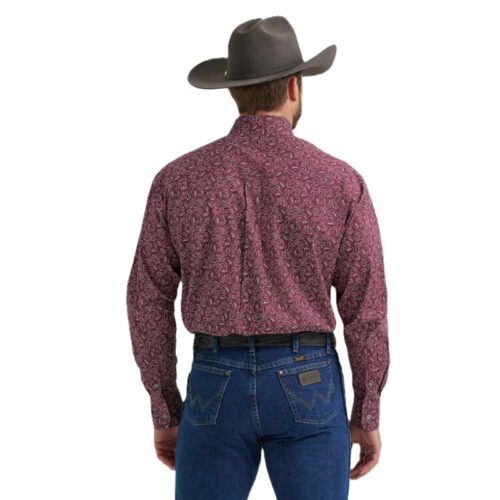 Wrangler Men's LS George Strait Wine Paisley Shirt - Image 3