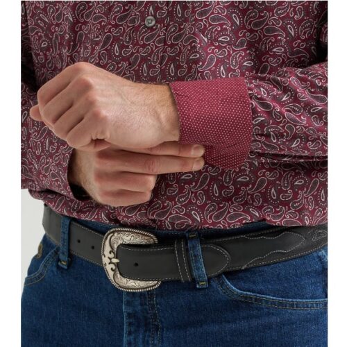 Wrangler Men's LS George Strait Wine Paisley Shirt - Image 4