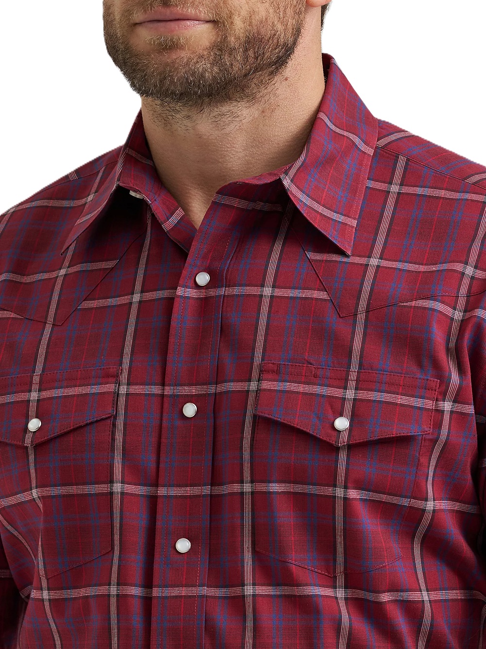 Wrangler Men's LS Wrinkle Resistant Garnet Plaid - Image 3