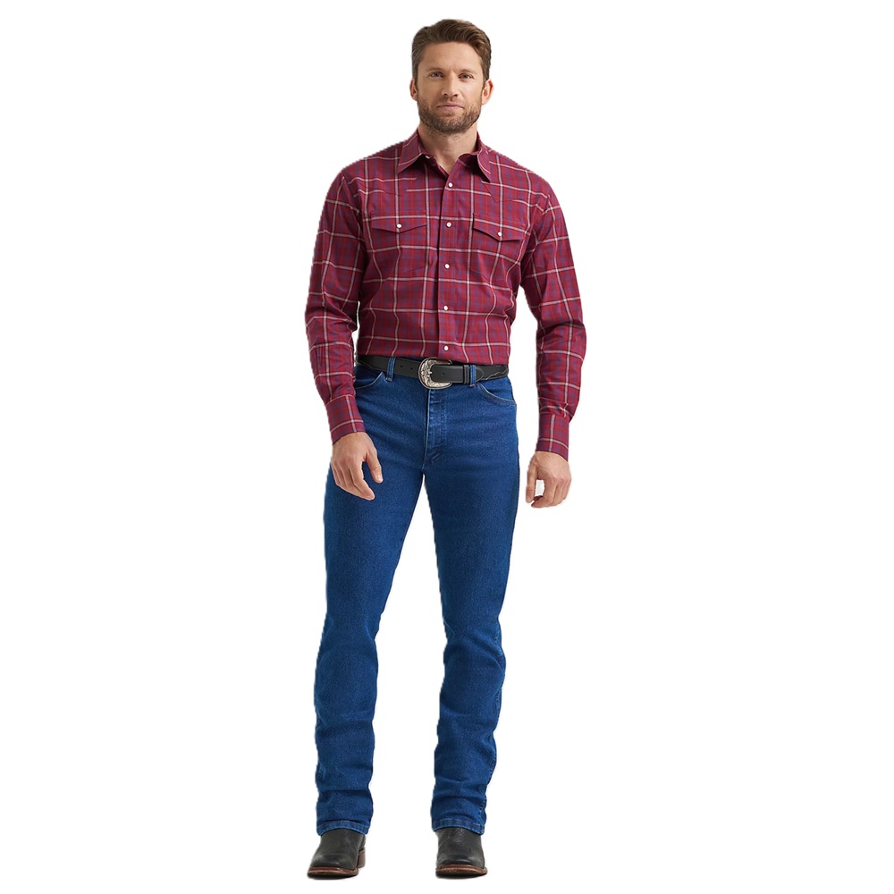 Wrangler Men's LS Wrinkle Resistant Garnet Plaid - Image 2