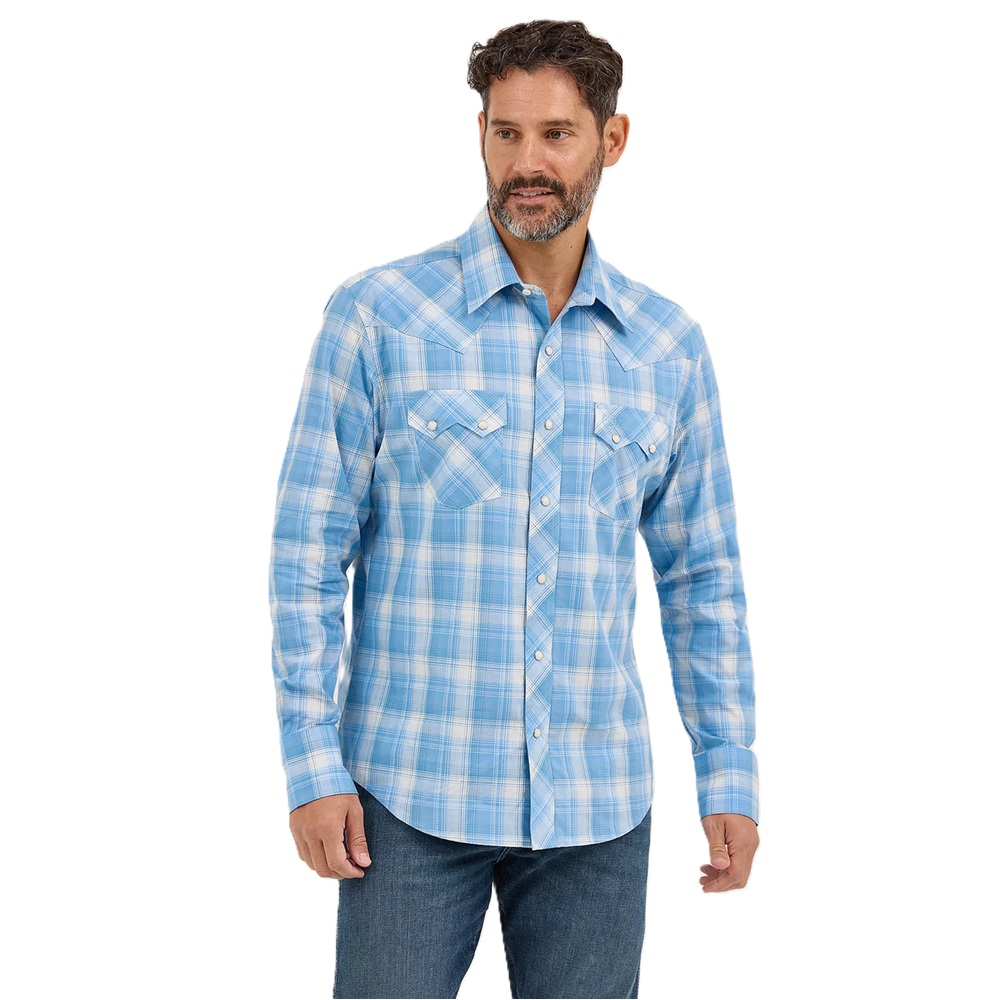 Wrangler Men's LS 20X Sky Plaid Shirt