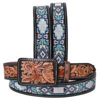 Ladies Icy Turquoise Navajo Beaded Western Belt