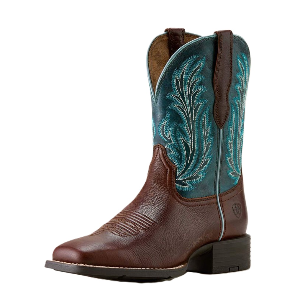 Ariat Ladies Round Up Filly Oiled Teak/Royal Blue Boots 10064073