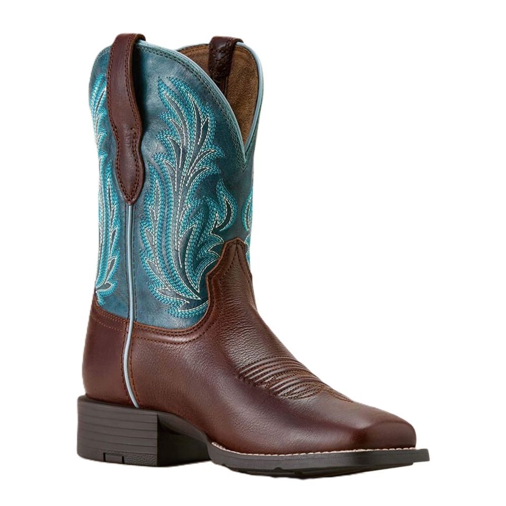 Ariat Ladies Round Up Filly Oiled Teak/Royal Blue Boots - Image 2