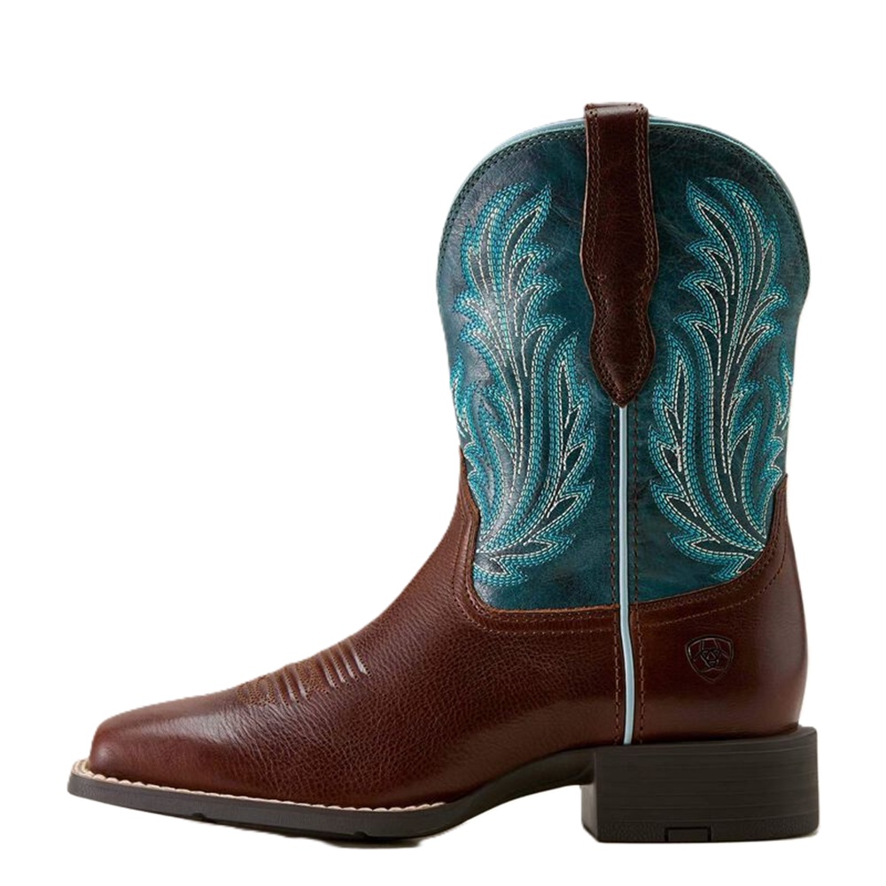 Ariat Ladies Round Up Filly Oiled Teak/Royal Blue Boots - Image 4