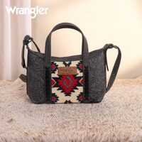 Wrangler Tooled Aztec Pattern Black Crossbody