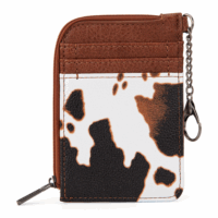 Wrangler Wrangler Cow Print Mini Zip Card Case Brown