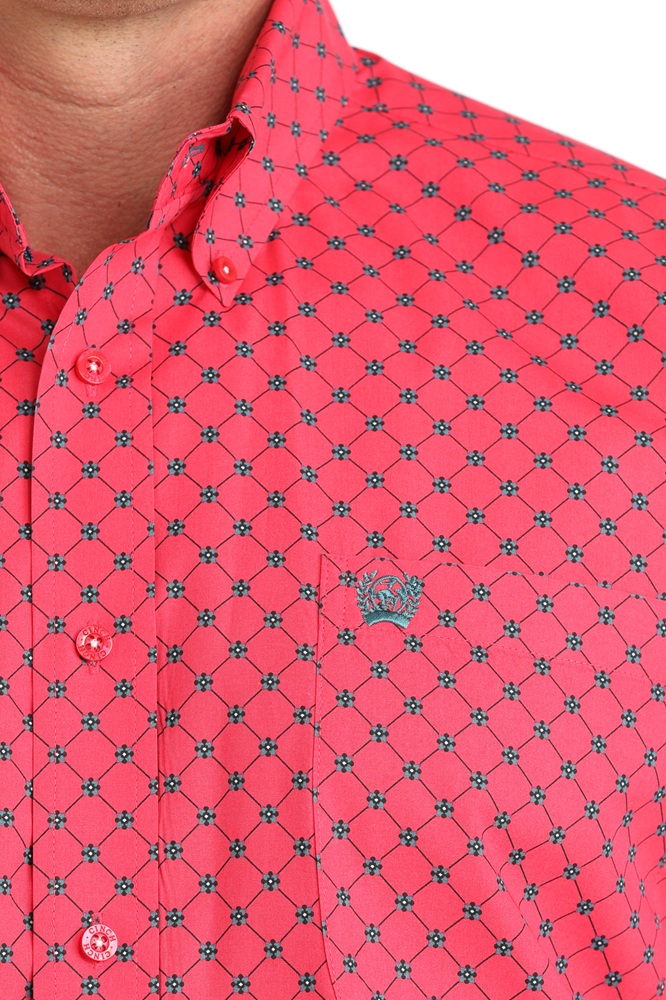 Cinch® Men’s Long Sleeve Red Geometric Button Shirt - Image 2