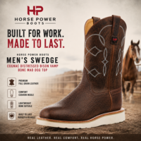 Men's Horse Power Swedge Cognac Distressed Bison Boots