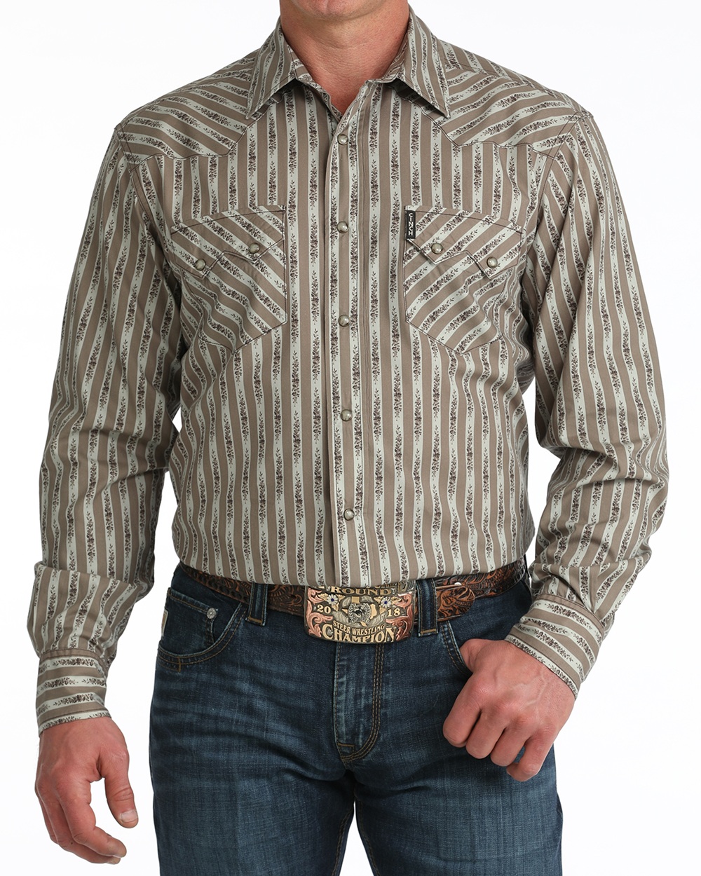 Cinch® Men’s LS Tan Modern Fit Western Shirt - Image 3