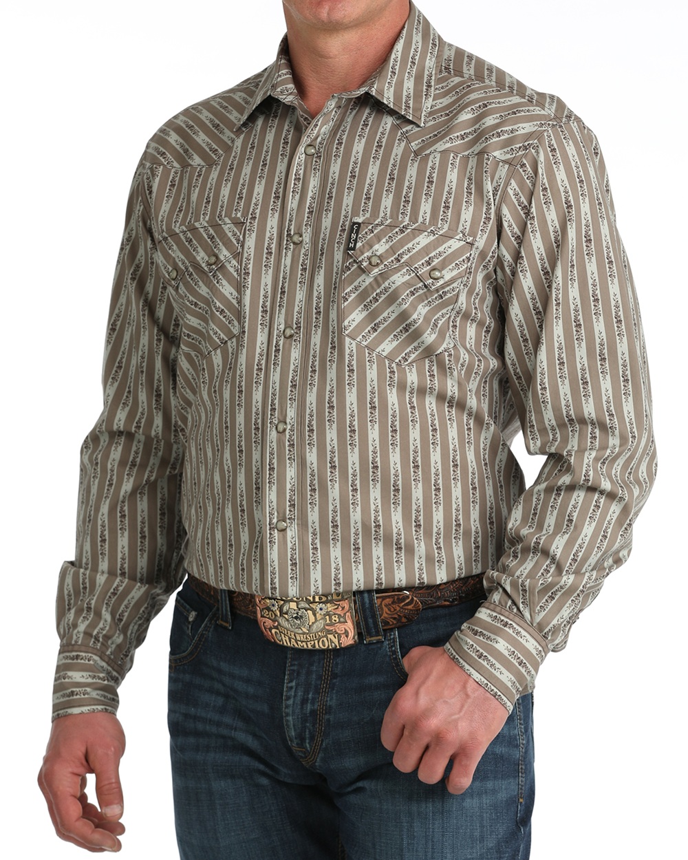 Cinch® Men’s LS Tan Modern Fit Western Shirt - Image 2
