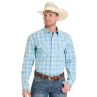 Men's Classic LS Turquoise Plaid Shirt