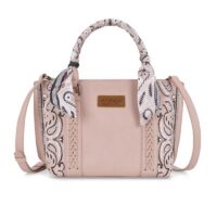 Wrangler Braided Pink Paisley Bandana Tote Bag