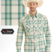 Rock n Roll Men's LS Classic Turquoise Plaid Shirt