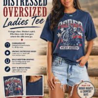 Rock n Roll Distressed Oversized Ladies Tee