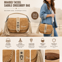 Wrangler Braided Tassel Saddle Crossbody Bag