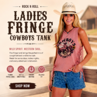 Rock n Roll Distressed Graphic Fringe Tee