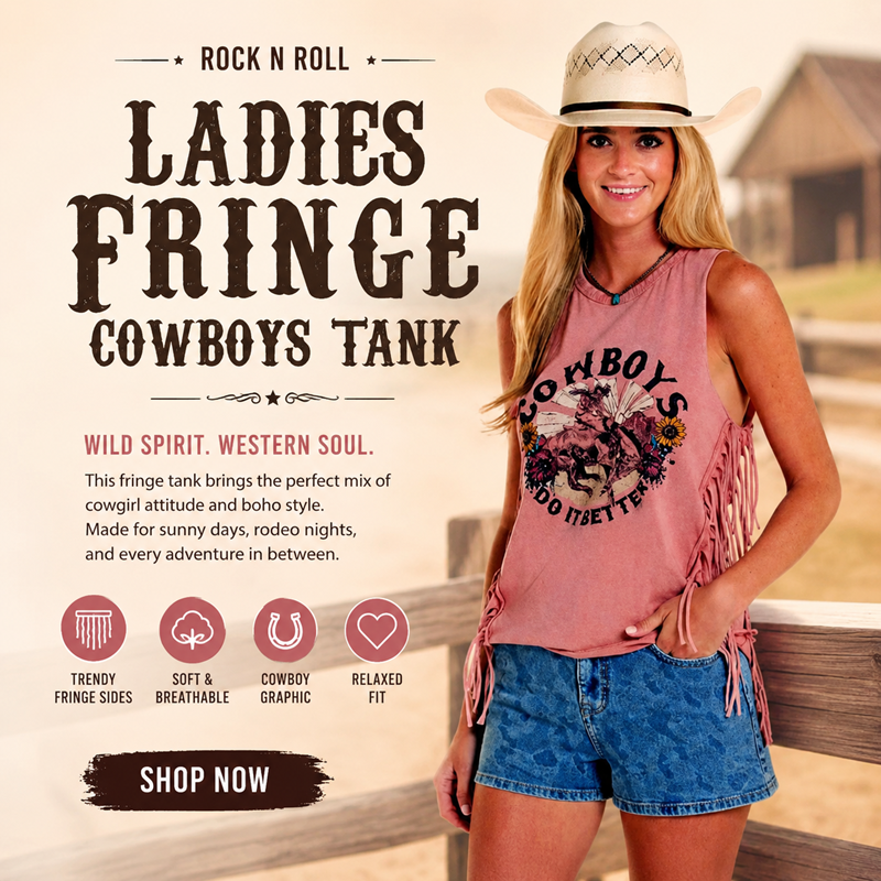 Rock n Roll Distressed Graphic Fringe Tee