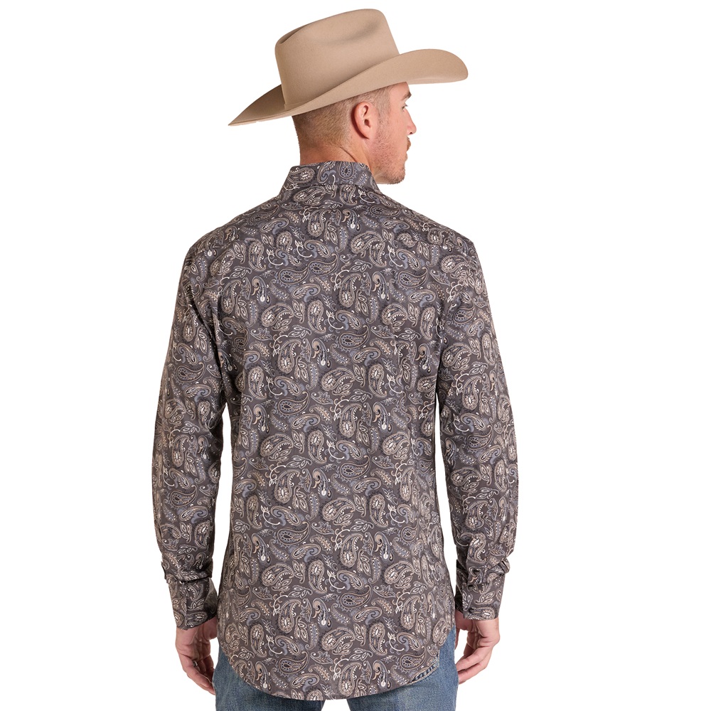 Rock & Roll Men's Charcoal Paisley Western Shirt BMN2S09425
