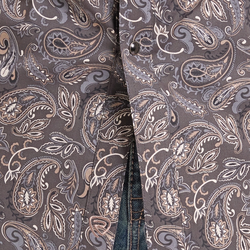 Rock & Roll Men's Charcoal Paisley Western Shirt BMN2S09425 - Image 2