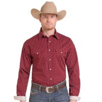 Rock & Roll Men's Burgundy Diamond Print Shirt